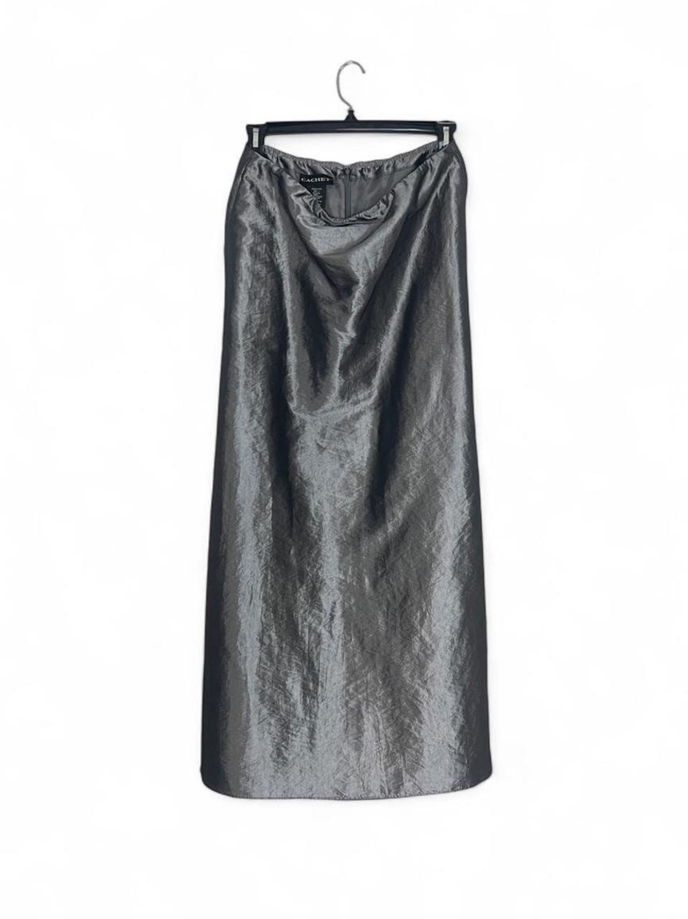 90s Cachet Shimmery Gray Maxi Skirt